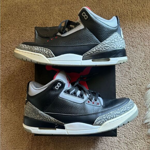 Size 14 - Nike Air Jordan 3 Retro OG Black Cement Fire Red Grey  854262-001 main image 16